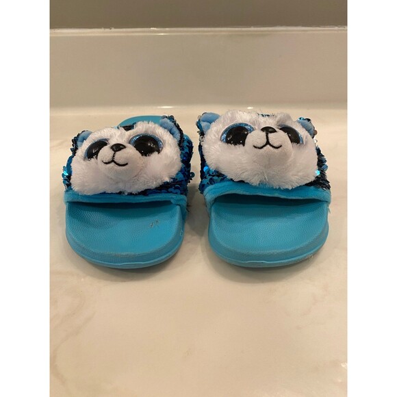Blue Sequin Slush the dog  Beanie Baby’s  Boo's Collection Slides Shoe Size 1-3 - Picture 3 of 8